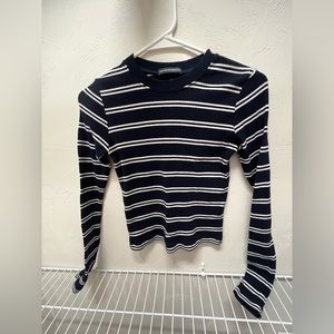 Navy and white striped Brandy Melville Long Sleeve Shirt, size small